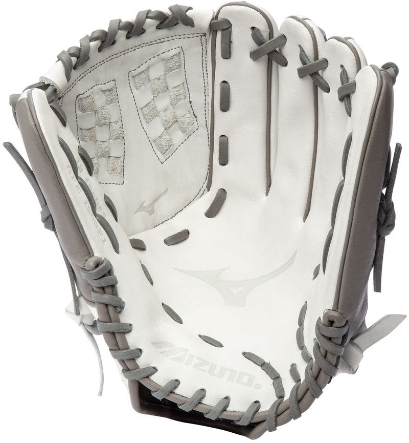 Mizuno Prime Elite 12.5 Inch Fastpitch Softball RHT Fielders Glove - White/Grey