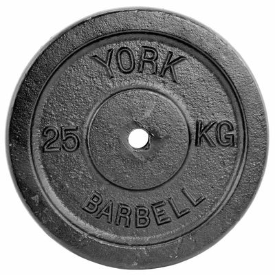 York Black 25Kg Cast Iron Weight Plate