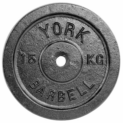 York Black 15Kg Cast Iron Weight Plate