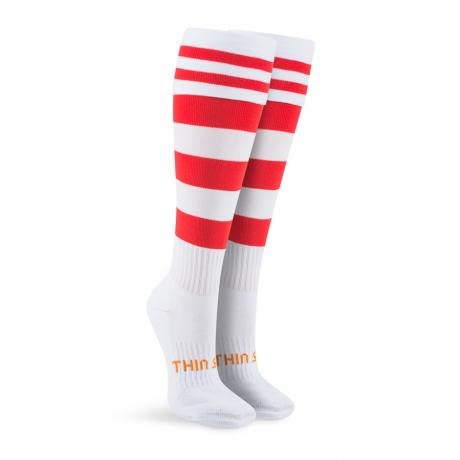 Thinskins Football Sock-White/Red Hoops (St George)_PALFSFKNRL