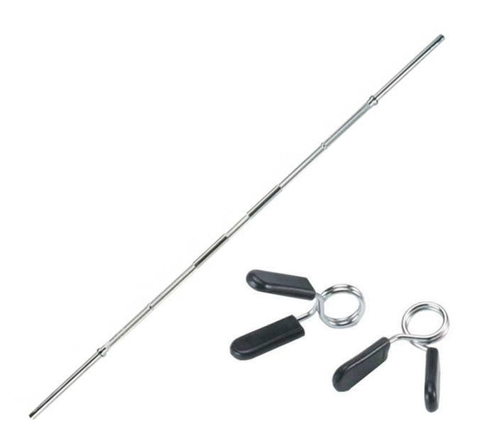 York 5 Foot 6 Inch Barbell Bar Plain with Spring Clip Collars